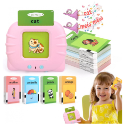 Flash Card em Inglês Educativo 224 Palavras para Crianças a Partir de 2 Anos, LIONVISON Pink, Rosa