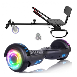 Hoverboard SIMATE Preto 6,5" com Bluetooth, Luzes LED e Certificação UL2272 – Até 13,7 km/h, Autonomia de 12,8 km