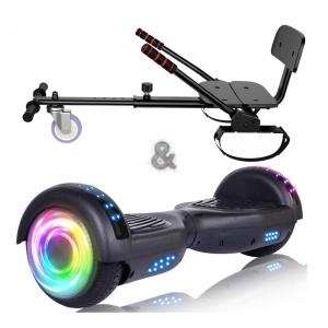 Hoverboard SIMATE Preto 6,5" com Bluetooth, Luzes LED e Certificação UL2272 – Até 13,7 km/h, Autonomia de 12,8 km