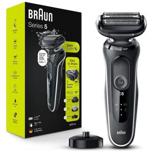 Barbeador Elétrico Masculino Portátil Braun 5050cs com Aparador de Barba e Aparador Corporal e Suporte de Carregamento, Azul