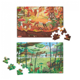 Quebra Cabeça Infantil Dupla Face com Tema da Vida Selvagem para Crianças Acima de 3 Anos, Melissa & Doug