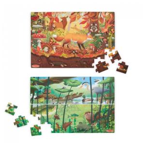 Quebra Cabeça Infantil Dupla Face com Tema da Vida Selvagem para Crianças Acima de 3 Anos, Melissa & Doug