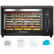 Desidratador de Alimentos Elechomes, 8 Racks, Aço Inox, 4 Predefinições, 350W, Preto 110V