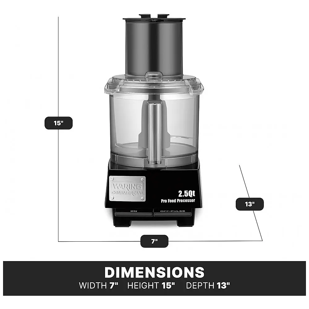 Processador de Alimentos 2,3L com Calha de Alimentação Grande, Acessórios Inclusos e Plugue de 5 a 15 Fases, 110V, Waring WFP11S, Preto — foto 3
