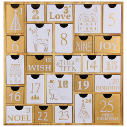 Calendário do Advento Juegoal com 25 Gavetas Contagem Regressiva para o Natal, Presente de Madeira Recarregável de Natal para Crianças