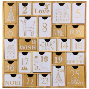 Calendário do Advento Juegoal com 25 Gavetas Contagem Regressiva para o Natal, Presente de Madeira Recarregável de Natal para Crianças