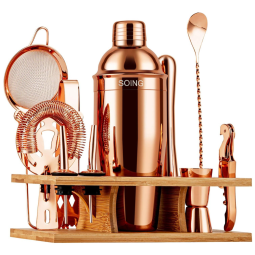 Kit Bn Profissional 11 Peças em Aço Inoxidável com Suporte de Madeira, SOING, Dourado