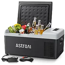 Mini Geladeira Freezer Automotiva, Portátil 12, 24V DC e 100, 240 V AC, 15L, ASTROAI, Preto
