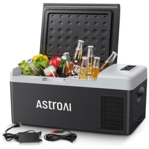 Mini Geladeira Freezer Automotiva, Portátil 12, 24V DC e 100, 240 V AC, 15L, ASTROAI, Preto