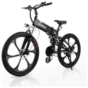 RINKMO Bicicleta Elétrica Motorizada 21 Velocidades e 5 Modos, 350W, Preta