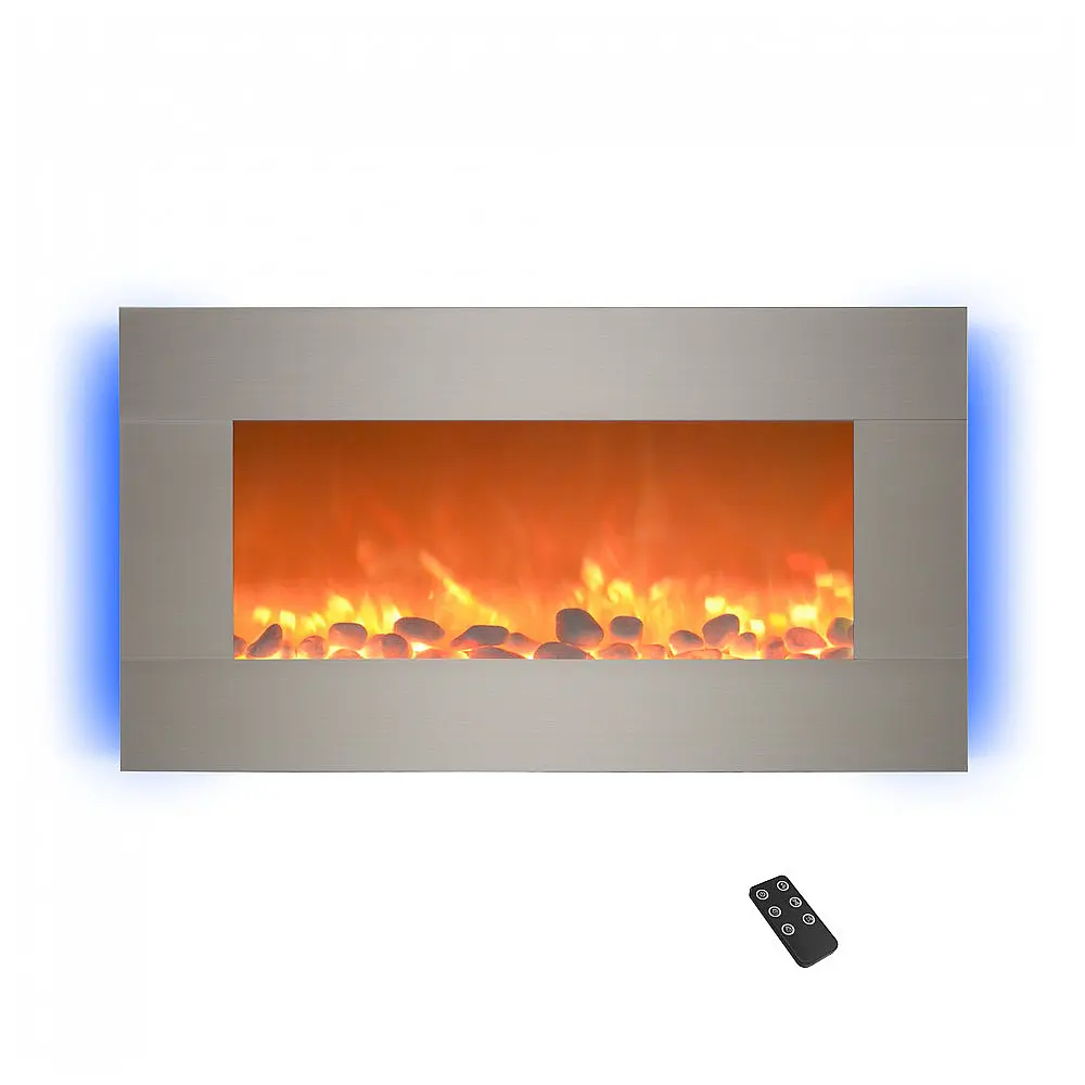 Lareira Elétrica de Embutir A42x78L, com Controle Remoto de Aço Inoxidável, 1500W, 110v, NORTHWEST 80 BL31 2002, Prateado