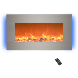 Lareira Elétrica de Embutir A42x78L, com Controle Remoto de Aço Inoxidável, 1500W, 110v, NORTHWEST 80 BL31 2002, Prateado