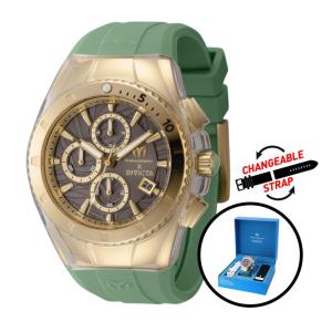 Relógio Masculino TechnoMarine X Invicta Five Elements EARTH com 3 Alças Intercambiáveis 44, Verde TM 122005