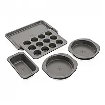 Conjunto de Assadeiras Ninja NeverStick B35005 5 Peças Aço Alumizado Antiaderente Cinza