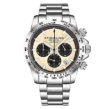 Relgio Crongrafo Formulai 891 de com Mostrador Marfim e Pulseira de Ao Inoxidvel Prateada Stuhrling