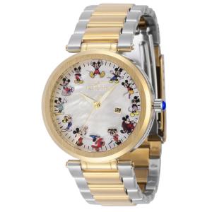 Relgio feminino Disney Limited Edition Mickey Mouse com mostrador em madreprola - 36 mm. Ao. Ouro 34205