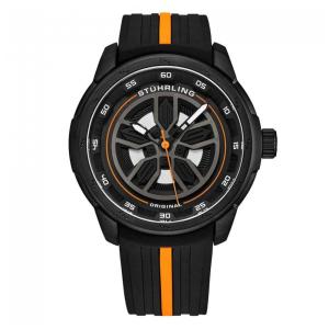 Relógio Masculino Stuhrling 984 Quartzo 44mm, Preto e Laranja