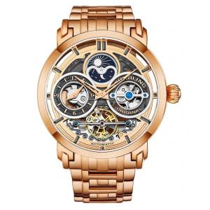 Relógio Masculino Automático Stuhrling Lucian 46mm Mostrador Duplo Estilo Two-Tone