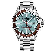 Relgio suo automtico Depthmaster Heritage 883H de 42mm com mostrador azul-petrleo, pulseira de ao inoxidvel prateado e marca Stuhrling.