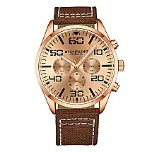 Relógio Masculino Stuhrling Aviador 4001 Quartzo 42mm, Marrom