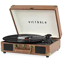 Vitrola Toca Discos 3 Velocidades, Entrada AUX, 45 RPM, 110v, VICTROLA VSC 550BT BRW, Marrom
