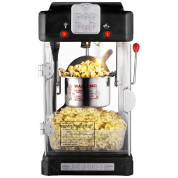 Máquina de Pipoca Pop Pup - 70 g, Estilo Cinema de Mesa com Chaleira de Aço Inoxidável e Bandeja de Servir da Great Northern Popcorn,Preta.