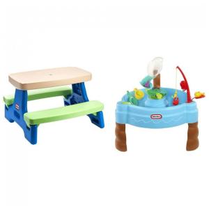 Kit Mesa de Piquenique para 4 Crianças e Mesa Interativa com Água, Little Tikes
