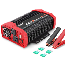 Inversor de Potência 1000W 12V DC para AC 2 Tomadas, USB, 110v, NDDI 5, Vermelho