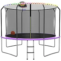 Trampolim ACWARM HOME 3,05m com gabinete, escada, cesta de basquete, luzes LED, resistente à ferrugem, ASTM aprovado, cores variadas