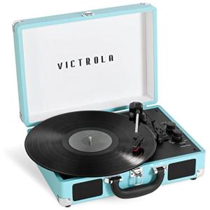 Vitrola Toca Discos Retrô Vitrola, 3 Velocidades com Bluetooth, 110v, VICTROLA VSC 400SB TRQ SDF, Azul