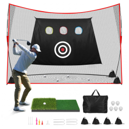Rede de Golfe 3x2,1m Premium para Treino em Ambientes Internos e Externos, Multialvo com Tapete Duplo, Ideal para Prática de