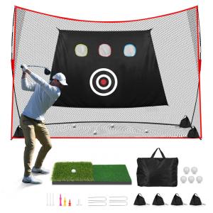 Rede de Golfe 3x2,1m Premium para Treino em Ambientes Internos e Externos, Multialvo com Tapete Duplo, Ideal para Prática de