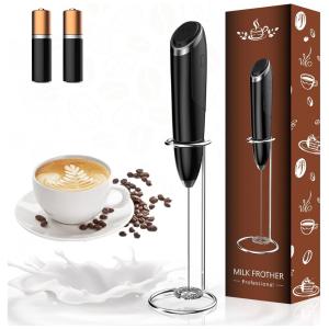 Espumador de Leite Elétrico Portátil a Bateria com Suporte, GRICAFE MF01, Preto