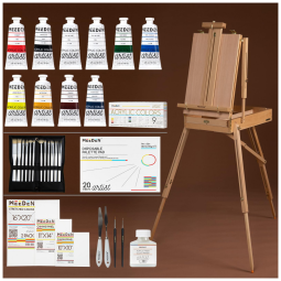 Kit de Pintura Conjunto Artístico com 15 Tintas, MEEDEN, Marrom