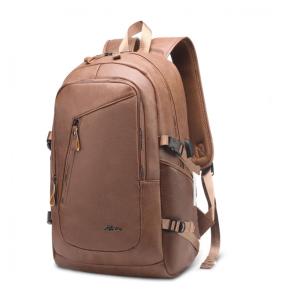 Mochila Unissex de Couro Sintético para Laptop, DYJ, Marrom