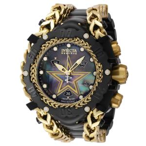 Relgio masculino reserva NFL Dallas Cowboys calibre Swiss Ronda Z60 com mostrador madreprola - 55,25 mm. Ouro. Preto