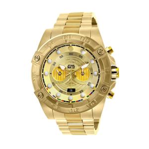 1 EDIÇÃO LIMITADA Invicta Star Wars C 3PO Quartz Relógio Masculino 52mm Caixa em Aço Inoxidável, Pulseira em Aço Inoxidável, Ouro 26525
