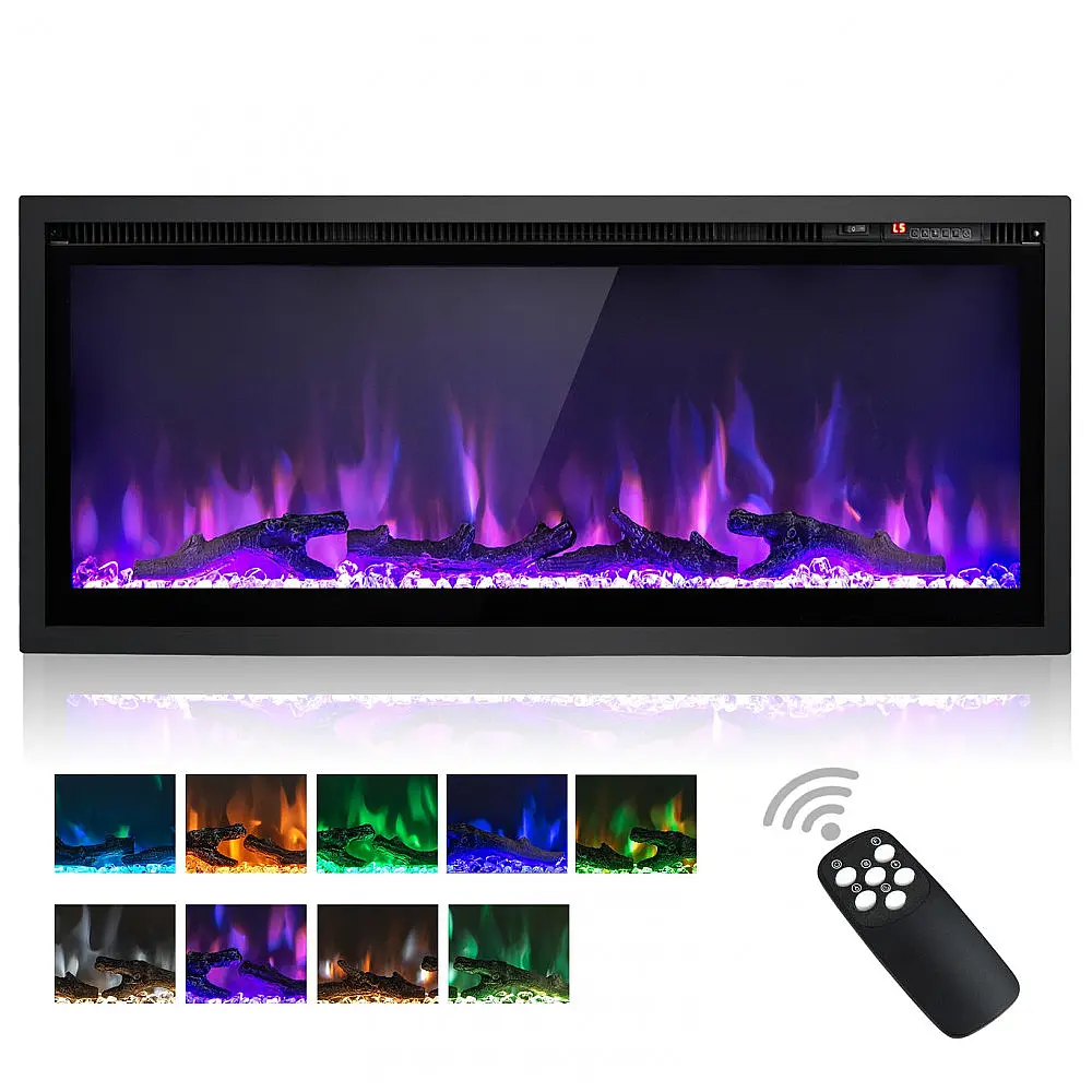 Lareira Elétrica ORALNER 107x45cm 1500W 9 Cores LED Embutir 110V
