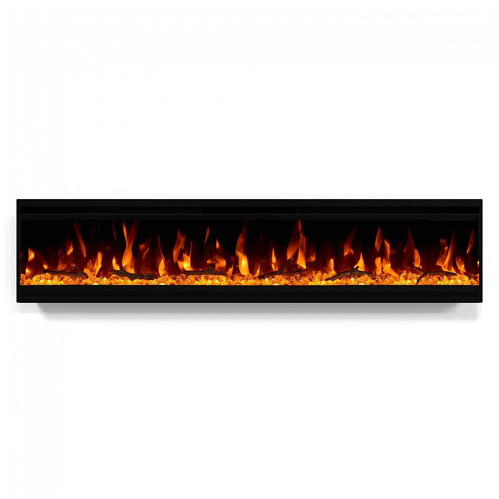 Lareira Elétrica de Embutir A34x152L cm com Estrutura Ultrafina, Controle Remoto e Digital, 110V 1500W, Cooboom EF2030C