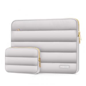 MOSISO 15-15,6" Capa Puff para Laptop com Bolsa Adicional, Compatível com MacBook Pro 16, HP, Dell, ASUS, Acer, Lenovo, Cinza