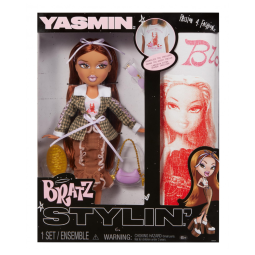 Boneca de Moda Bratz Stylin Yasmin com Camiseta Personalizável para Você e Acessórios