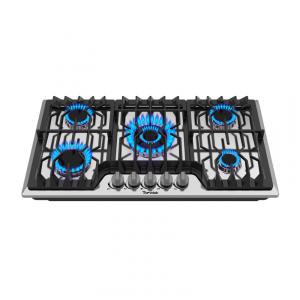 Cooktop a gás 91cm TOPWISH inox 5 queimadores alta potência 41800BTU conversível GN/GLP acendimento elétrico 110V