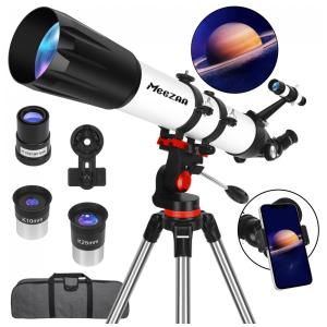 Telescópio Potente para Adultos, Profissional, 90mm Diâmetro e 800mm para Iniciantes em Astronomia, Totalmente Revestido com Montagem AZ