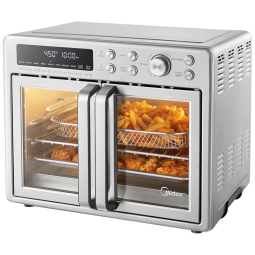 Forno e Fritadeira Elétrica Midea Flexify 10 em 1, 25L, Air Fryer com Portas French Door, 25% mais rápido, 90% menos óleo, aço inox, cozinha