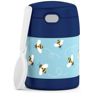 Abelhas Frasco Térmico para Alimentos 300mL em Aço Inoxidável com Colher Dobrável, THERMOS F3102HB6, Azul