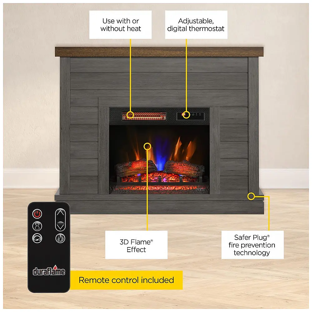 Lareira Elétrica Duraflame 120x98cm 1500W Chamas 3D Mantel Parede 110V — foto 3