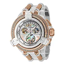 Relógio Masculino King Python com Mostrador Abalone, Invicta 39735, Prata e Ouro Rosa