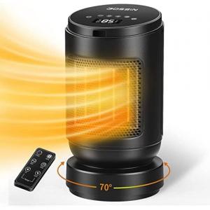 Aquecedor Elétrico de Cerâmica com Controle Remoto e Painel de LED, 1500W 110V, BOSSIN, Preto