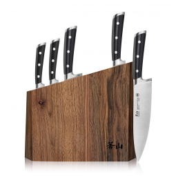 Conjunto de Facas com Bloco de Bancada Multinível, 6 Peças, CANGSHAN 1024876, Preto