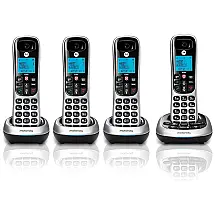 Telefone sem Fio, com bloqueio de chamadas e secretária eletrônica, 4 unidades, prata, MOTOROLA CD4014, Prateado